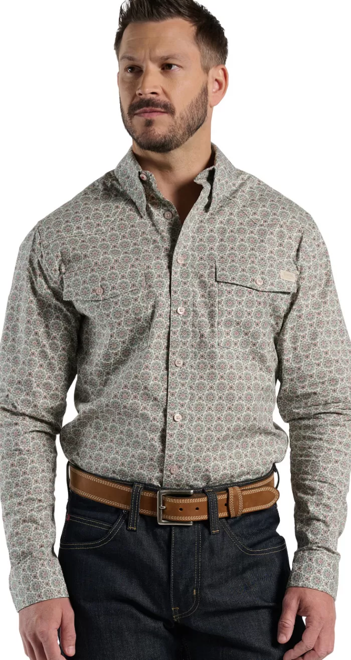 Buckskin Mens Woven Shirt^Justin Boots Cheap