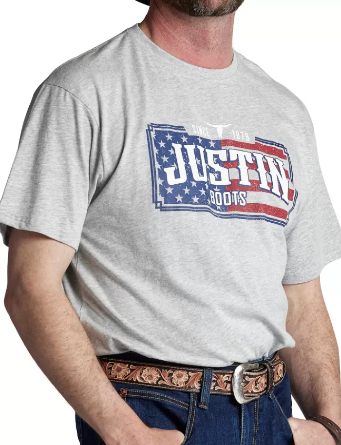 Justin Men's License Plate Flag Tee^Justin Boots Outlet